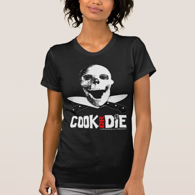Camiseta "Cozinhe ou morra" t-shirt preto (Frente)