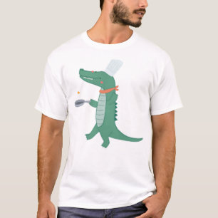 Camiseta Cozinheiro Bonito Crocodilo Cozinhando Jacaré Cart