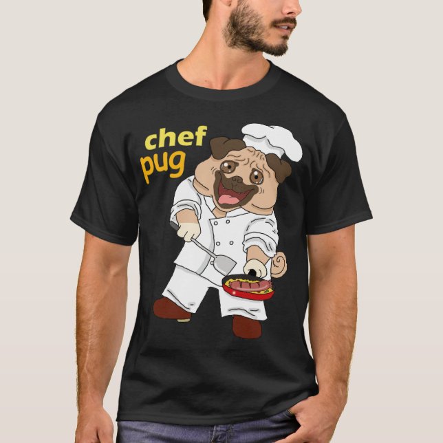 Camiseta cozinheiro de chef Pug cão presente presente de ca (Frente)