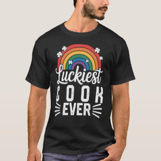 Camiseta Cozinheiro Mais Sortudo Dia de São Patrício Arco-Í