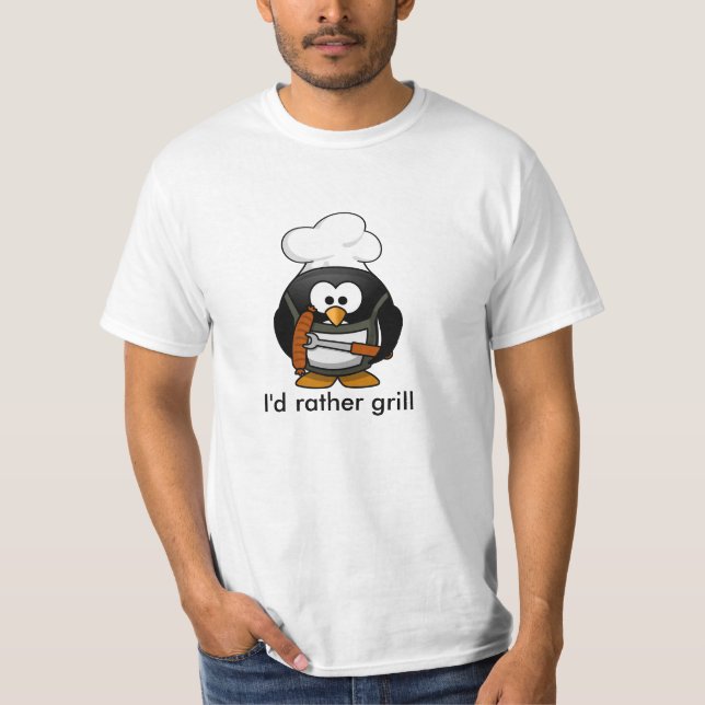 Camiseta Cozinheiro que do pinguim do churrasco eu grade da (Frente)