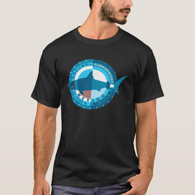 Camiseta Cozumel Diving Mexico Shark Dive (Frente)