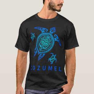 Camiseta Cozumel México Mar Azul Tartaruga Tribal