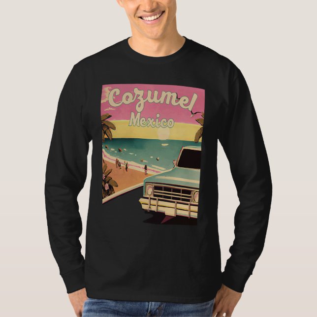 Camiseta Cozumel Retro Beach Vacation Graphics Cozumel Surf (Frente)