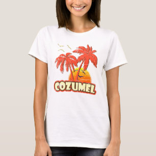 Camiseta Cozumel Summer Palm Trees 80s Beach Sunset