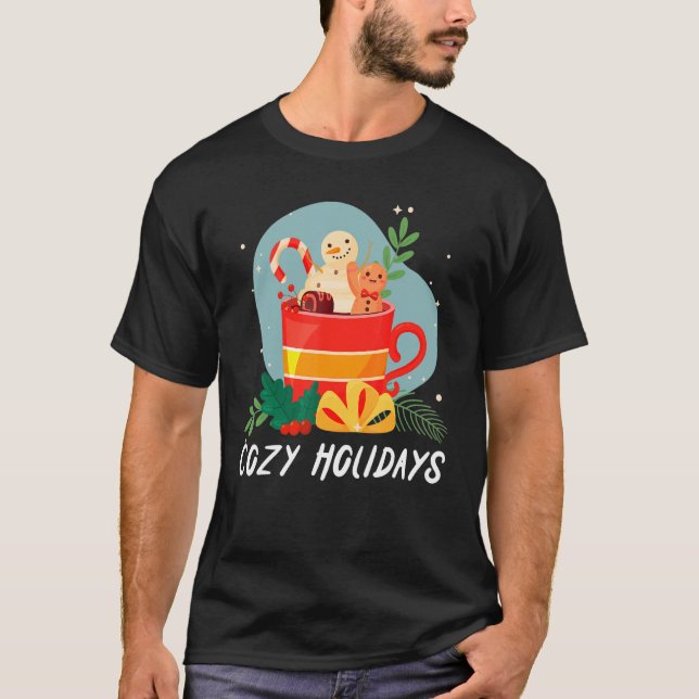 Camiseta Cozy And Cold Holidays Chocolate Hot Cocoa (Frente)
