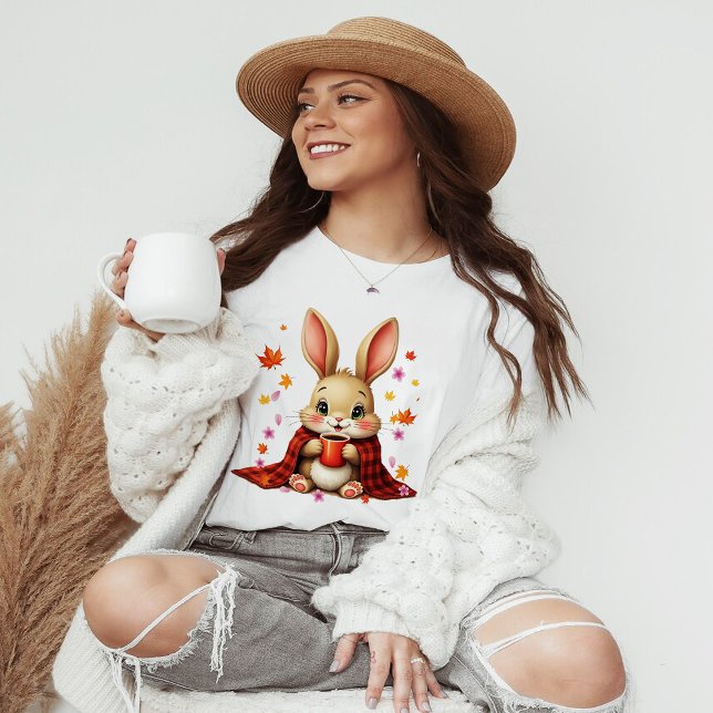 Camiseta Cozy Autumn Design: Rabbit gostando do cobertor do (Criador carregado)