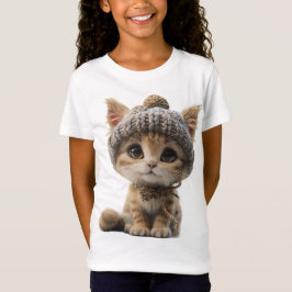 Camiseta Cozy Brown Kitten em um Chapéu Roubado