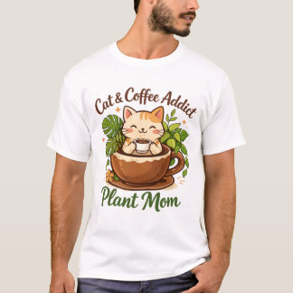 Camiseta Cozy Cat Coffee and Plants Artwork