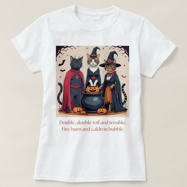 Camiseta Cozy cats - Halloween Cauldron (Frente do Design)