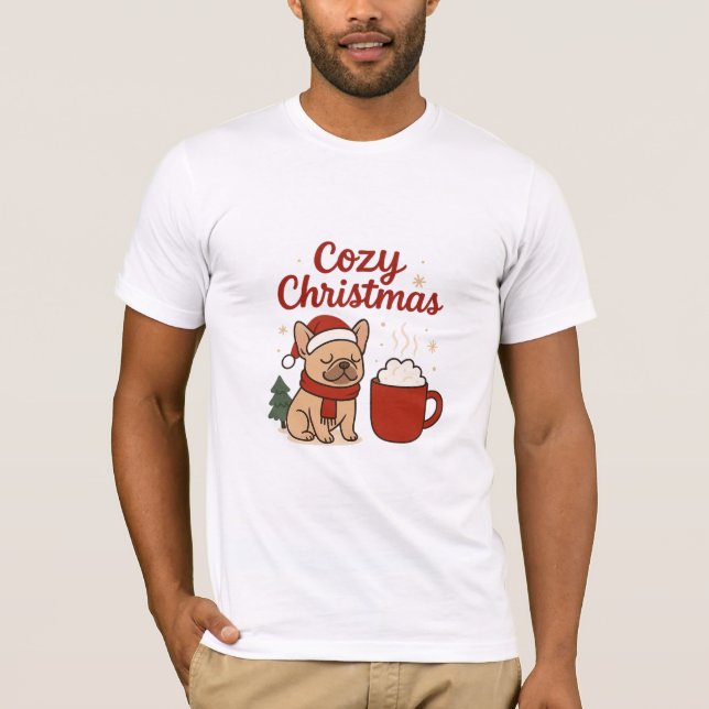 Camiseta Cozy Christmas French Bulldog – Cute Holiday Dog & (Frente)