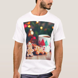 Camiseta Cozy Christmas Mug & Cookies – Holiday Comfort Des