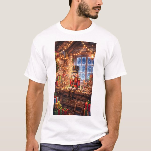 Camiseta Cozy Christmas Nutcracker Toy Workshop (Frente)