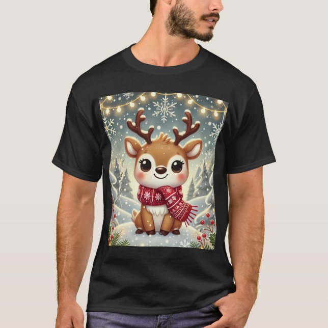 Camiseta Cozy Christmas Reindeer in a Winter Wonderland (Frente)