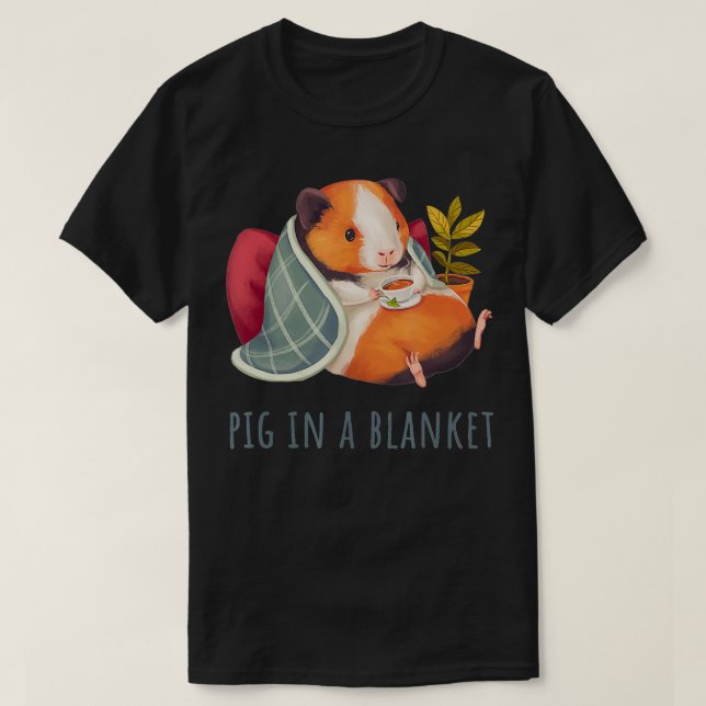 Camiseta Cozy Cute Guiné Pig num chá Bebendo em branco ou (Frente do Design)