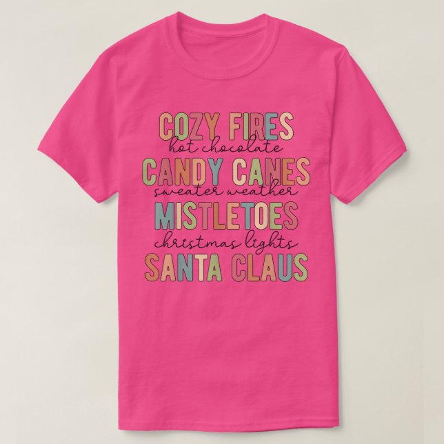 Camiseta Cozy Fires Hot Chocolate Candy Canes Sweater Weath (Frente do Design)