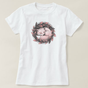Camiseta Cozy Fox nas Folhas do outono   APENAS BRANCO