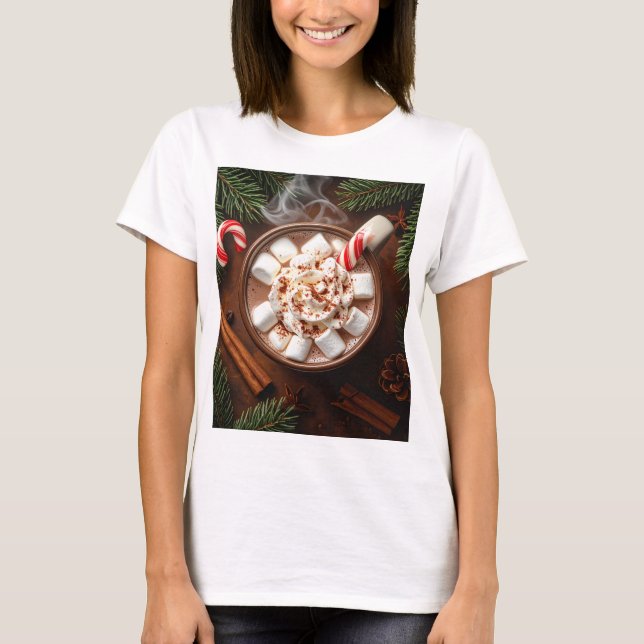 Camiseta Cozy Hot Chocolate with Marshmallows - Festive (Frente)
