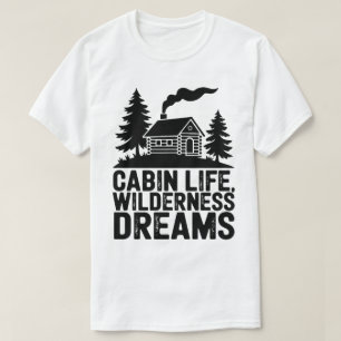 Camiseta Cozy Log Cabin na Silhouette Florestal