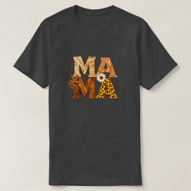 Camiseta Cozy Mama Leopard Daisy Fall Vibe (Frente do Design)