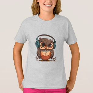Camiseta Cozy Owl com Fones de ouvido