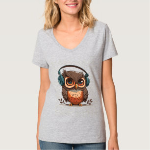 Camiseta Cozy Owl com Fones de ouvido