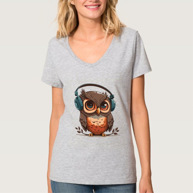 Camiseta Cozy Owl com Fones de ouvido (Frente)