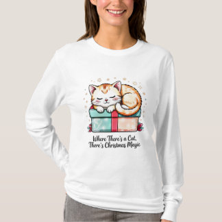 Camiseta Cozy Sleeping Kitten - Winter Cat Lover Gift