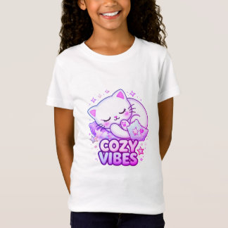 Camiseta Cozy Vibe Cat Sticker | Cute Sleeping Cat 