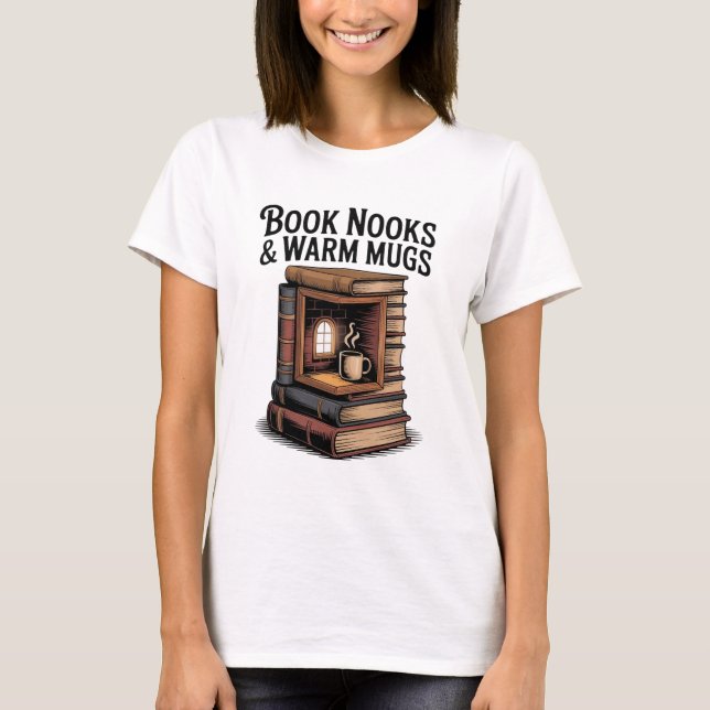 Camiseta Cozy Vintage Book Nook com aquecimento (Frente)