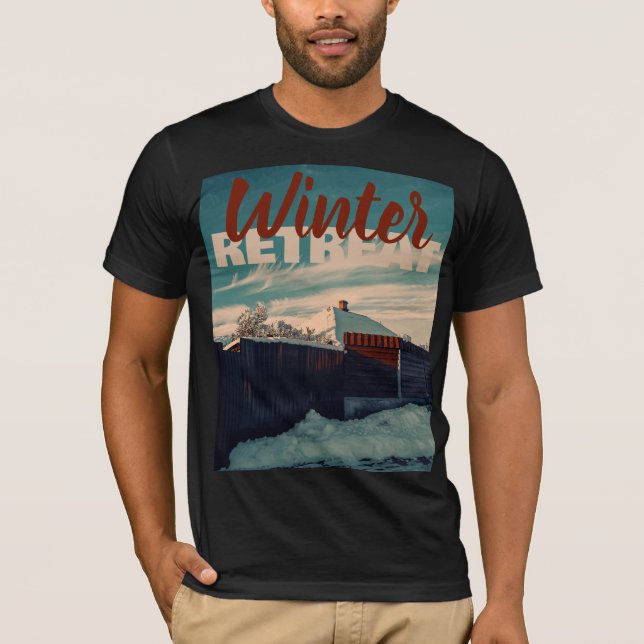 Camiseta Cozy Winter Snow Rooftop Stylized Landscape (Frente)