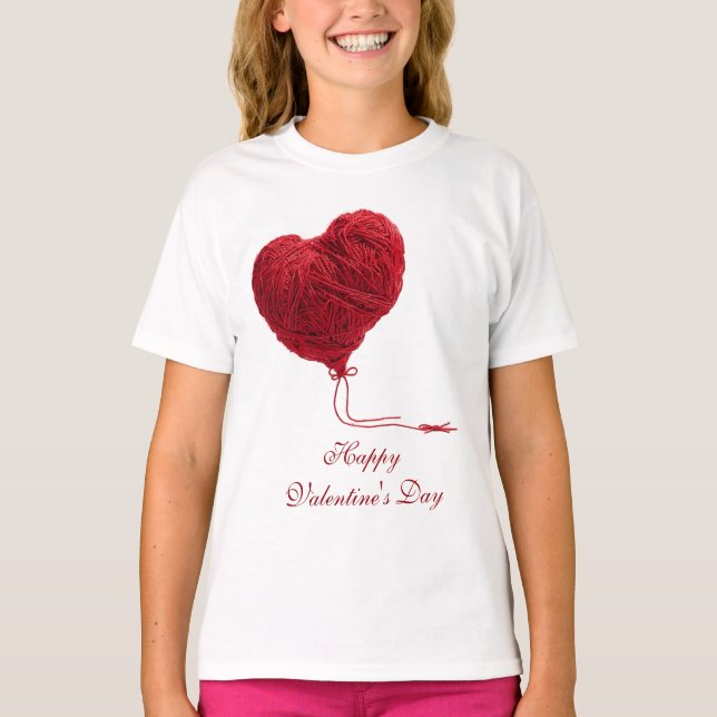 Camiseta Cozy Yarn Heart for Valentines (Frente)