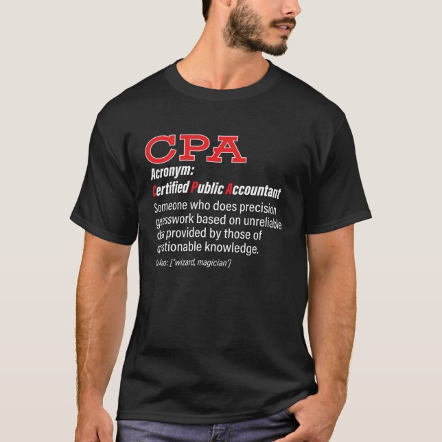 Camiseta CPA Definition Certified Public Accountant Account (Frente)