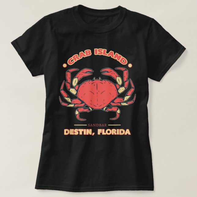 Camiseta Crab Island Destin, Flórida Flórida Sandbar Souven (Frente do Design)