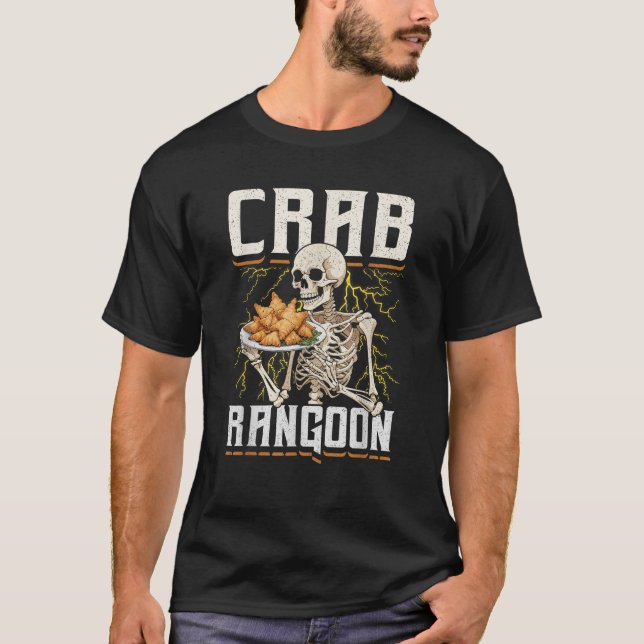 Camiseta Crab Rangoon Skeleton Encantado Comida Chinês (Frente)