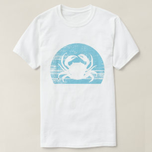 Camiseta Crab Retro Vintage 60s 70s Azul Sunset