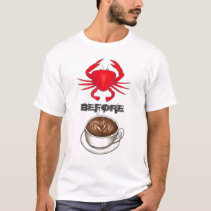 Camiseta Crabby Antes Do Café Red Crab Maryland Engraçado C
