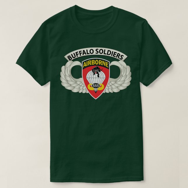 Camiseta Crachá 555. º Paraquedas Infantry Bn SSI w Buffalo (Frente do Design)