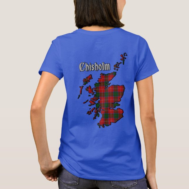 Camiseta Crachá Clã Chisholm e Tartan (Verso)