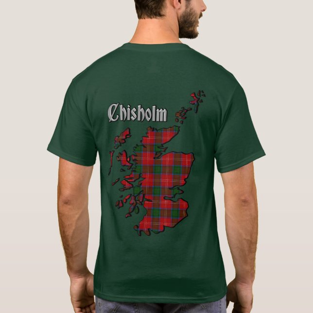 Camiseta Crachá Clã Chisholm & Tartan w/Motto (Verso)
