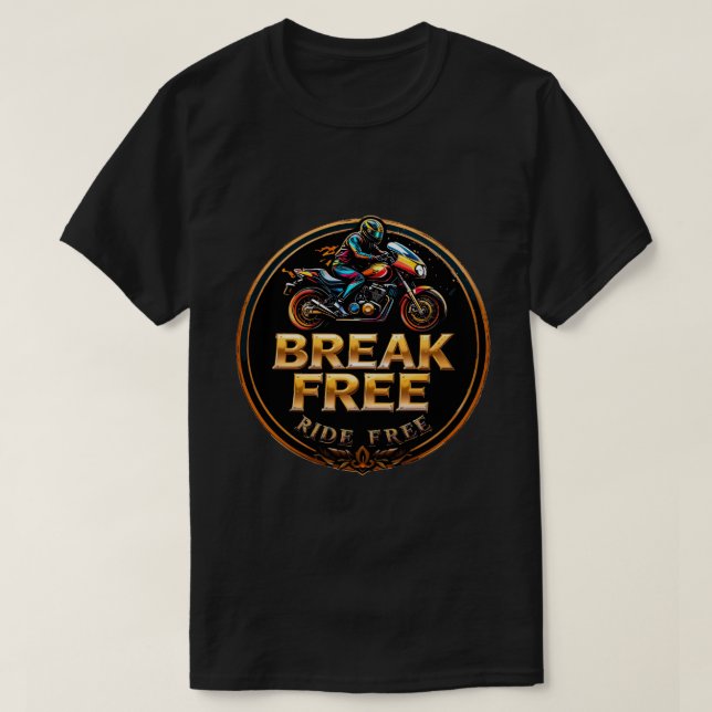 Camiseta Crachá Com Logotipo Break Free Biker (Frente do Design)