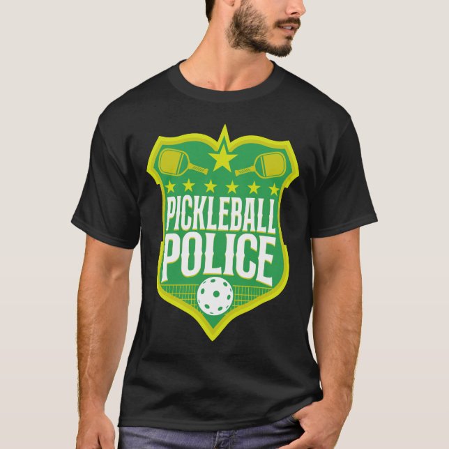 Camiseta Crachá da Polícia do Jogador de Pickleball (Frente)