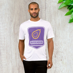 Camiseta Crachá de abacate minimalista em roxo e Dourado