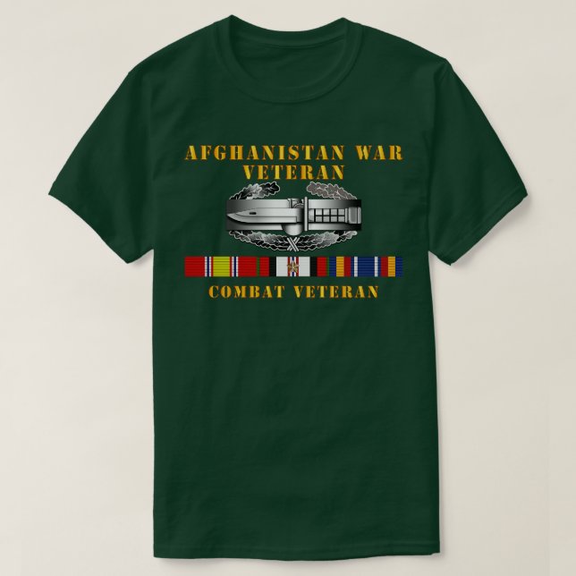 Camiseta Crachá de Ação de Combate Veterano w CAB IRAQ (Frente do Design)