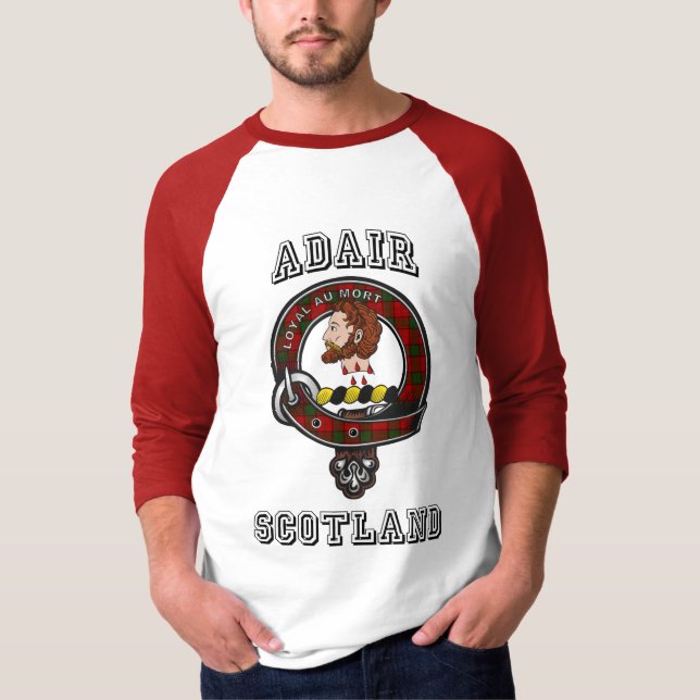Camiseta Crachá de Adair Tartan Estilo atlético Raglan T-Sh (Frente)