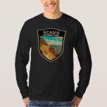 Camiseta Crachá de Aquarela do Porto Bar do Parque Nacional<br><div class="desc">Acadia digital watercolor trabalho de arte design. O Parque Nacional Acadia fica principalmente na Ilha do Monte Deserto,  em Maine. A sua paisagem é marcada por florestas,  praias rochosas e picos granitos salgados por geleiras,  como a Montanha Cadillac.</div>