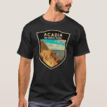 Camiseta Crachá de Aquarela do Porto Bar do Parque Nacional<br><div class="desc">Acadia digital watercolor trabalho de arte design. O Parque Nacional Acadia fica principalmente na Ilha do Monte Deserto,  em Maine. A sua paisagem é marcada por florestas,  praias rochosas e picos granitos salgados por geleiras,  como a Montanha Cadillac.</div>