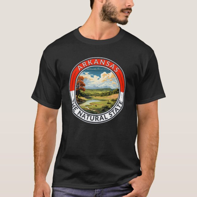 Camiseta Crachá de Arte Viagem do Arkansas (Frente)