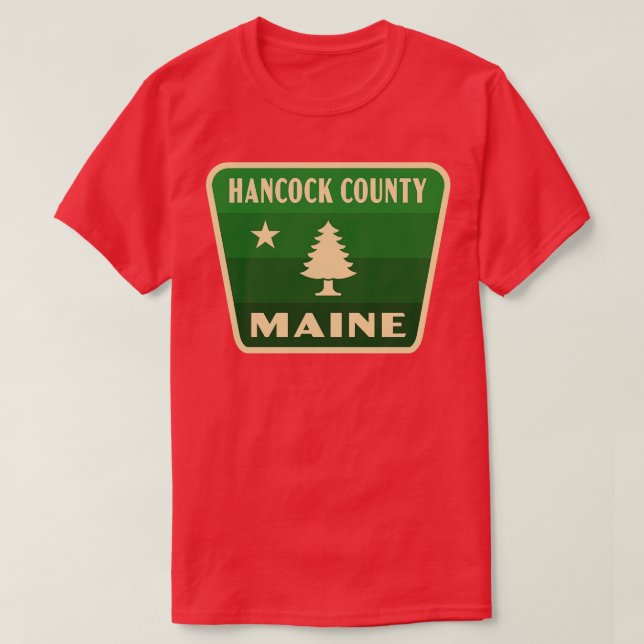 Camiseta Crachá de árvore de pinheiro retrô de HanCounty Ma (Frente do Design)