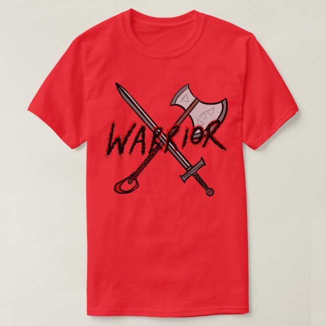 Camiseta Crachá de classe Warrior Fantasy RPG (Frente do Design)